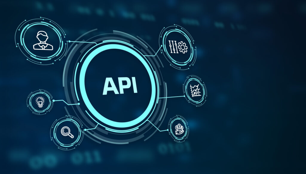 API - Application Programming Interface. Software development tool. Business, modern technology, internet and networking concept.